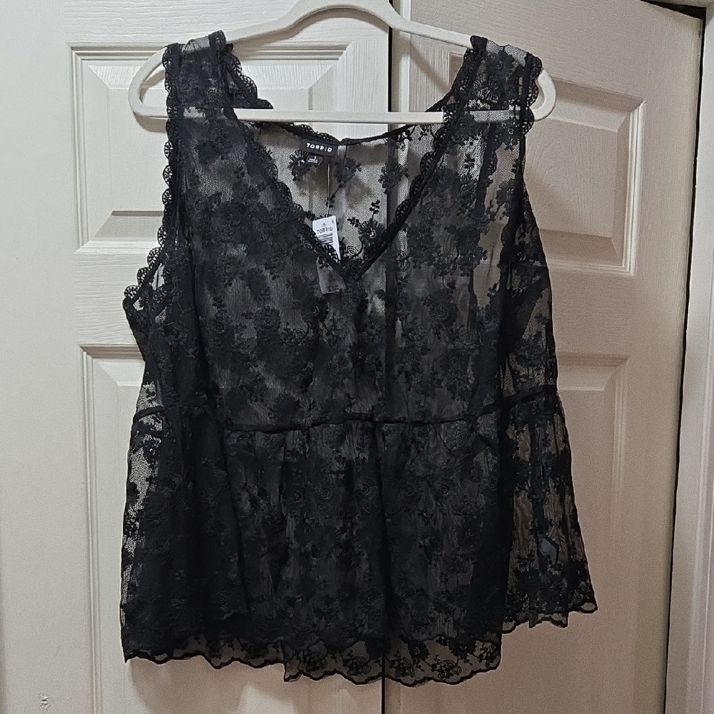 Torrid Black Lace Sleeveless Blouse